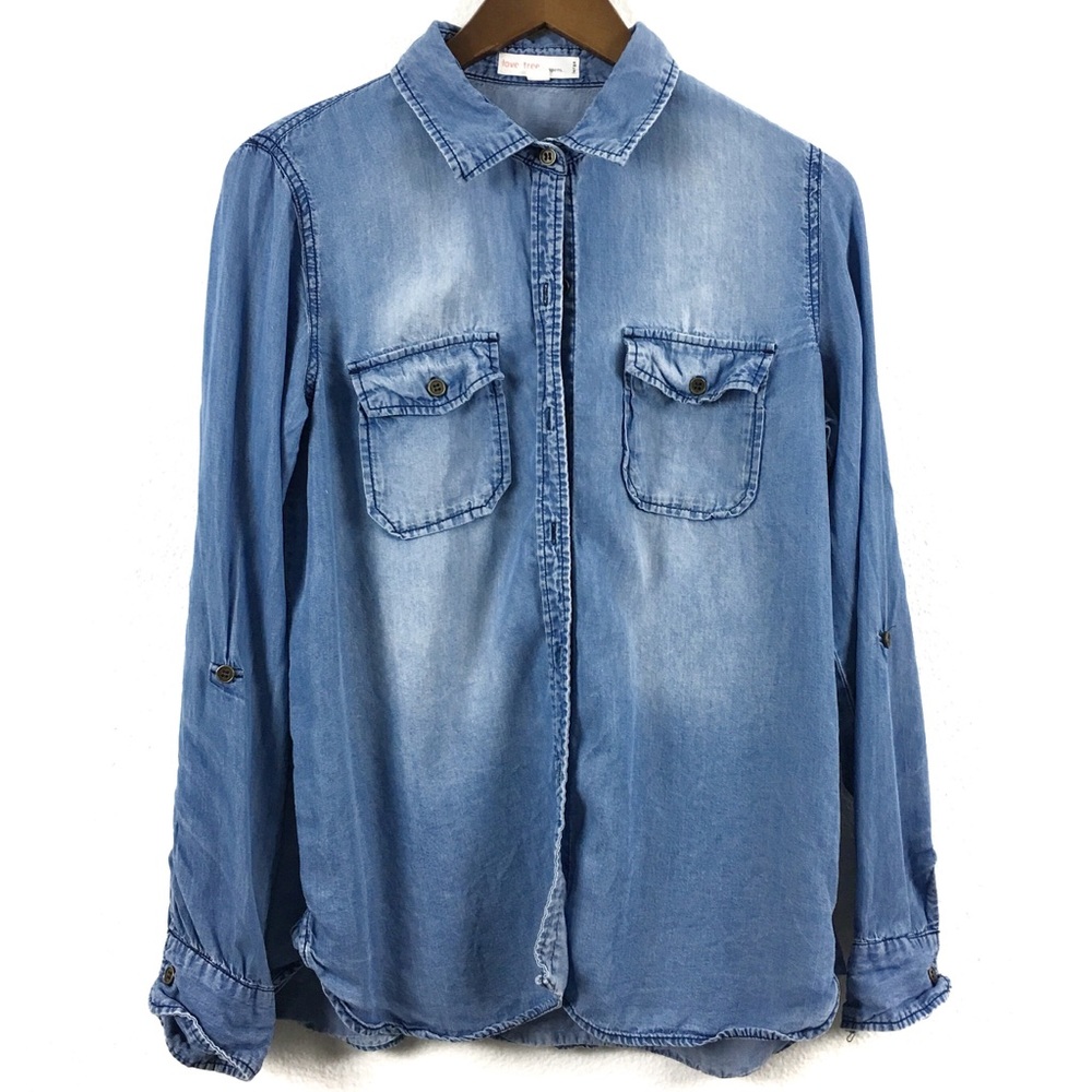 Love Tree Casual Chambray Button Down Long Sleeve